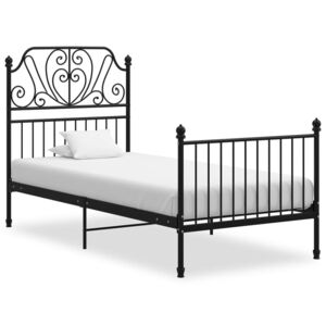 VidaXL Okvir za krevet crni od metala i šperploče 90 x 200 cm