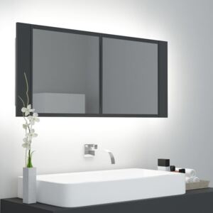 VidaXL LED kupaonski ormarić s ogledalom sivi 100 x 12 x 45 cm
