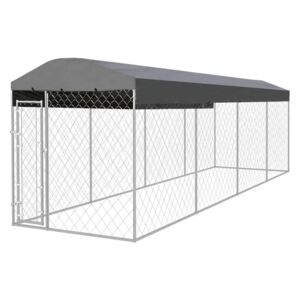 VidaXL Vanjski kavez za pse s krovom 8 x 2 x 2,4 m