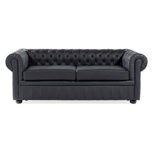 Kožna sofa trosjed Chichester (crna)