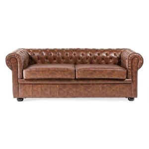 Kožna sofa trosjed Chichester (zlatno smeđa)