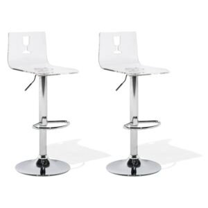 Zondo Set barskih stolica 2 kom. Bozen (prozirna) (bijela plastika). Akcija -8%