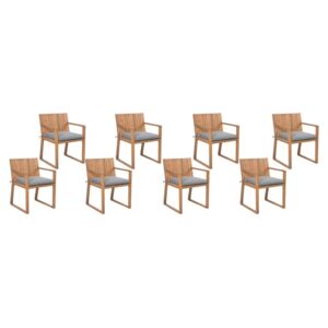 Set stolica 8 kom. Sasan (svijetlo smeđa) (sa sivim jastučićima)