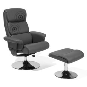 Masažna fotelja LEGAZO (umjetna koža) (siva)