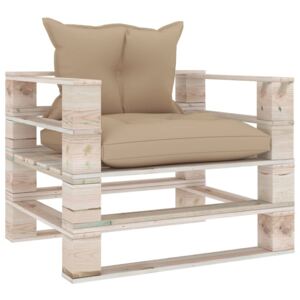 VidaXL Vrtna sofa od paleta od borovine s bež jastucima