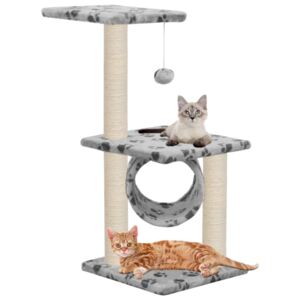 VidaXL Penjalica za mačke sa stupovima za grebanje od sisala 65 cm siva s uzorkom šapa
