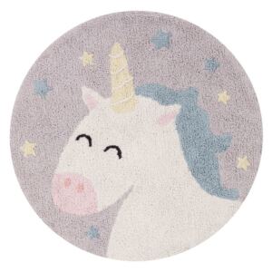 Koberec Ourbaby unicorn washable rug 31976-0 promjer 100 cm bijela ljubičasta boja