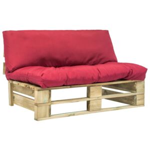 VidaXL Vrtna sofa od paleta s crvenim jastucima od borovine