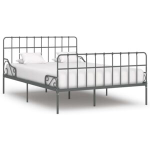 VidaXL Okvir za krevet s podnicama sivi metalni 120 x 200 cm