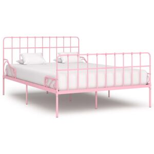 VidaXL Okvir za krevet s podnicama ružičasti metalni 120 x 200 cm