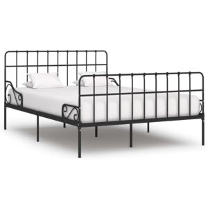 VidaXL Okvir za krevet s podnicama crni metalni 140 x 200 cm