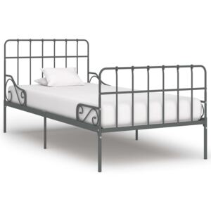 VidaXL Okvir za krevet s podnicama sivi metalni 90 x 200 cm