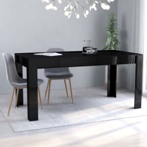 VidaXL Blagovaonski stol visoki sjaj crni 160 x 80 x 76 cm od iverice