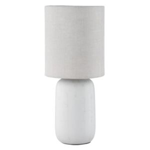 Siva stolna svjetiljka od keramike i tkanine Trio Clay, visina 35 cm