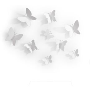 Set od 9 bijelih zidnih 3D dekoracija Umbra Butterflies