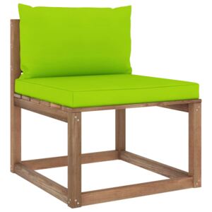 VidaXL Srednja vrtna sofa od paleta s jarko zelenim jastucima