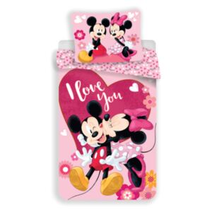 Povlečení Ourbaby Mickey and Minnie 130x100 + 60x40 cm ružičasta