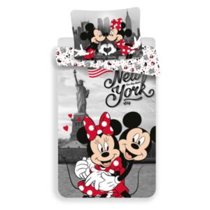 Povlečení Ourbaby Mickey and Minnie crvena siva 200x140 + 90x70 cm