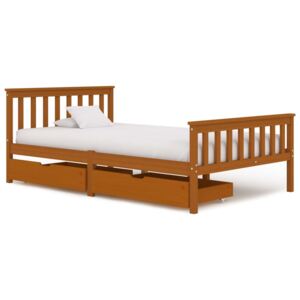 VidaXL Okvir za krevet s 2 ladice boja meda 120 x 200 cm od borovine
