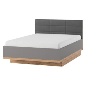 Krevet CAAF3 160 x 200 cm, Boja: Siva + hrast