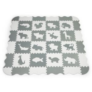 Pěnový koberec EcoToys puzzle mat grey kvadrat bijela siva