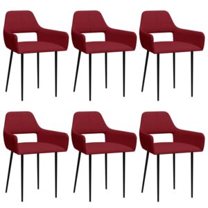 VidaXL Blagovaonske stolice od tkanine 6 kom crvena boja vina