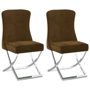 VidaXL Blagovaonske stolice 2 kom smeđe 53 x 52 x 98 cm baršun i čelik