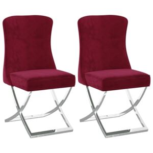 VidaXL Blagovaonske stolice 2 kom boja vina 53x52x98 cm baršun i čelik