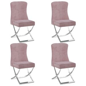VidaXL Blagovaonske stolice 4 kom roze 53x52x98 cm od baršuna i čelika