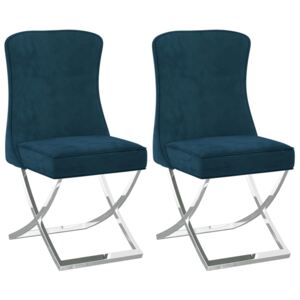 VidaXL Blagovaonske stolice 2 kom plave 53x52x98 cm baršun i čelik