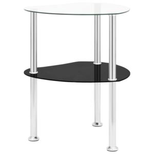 VidaXL Bočni stolić s 2 razine prozirni/crni 38x38x50cm kaljeno staklo