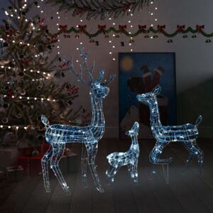 VidaXL Akrilna obitelj sobova božićni ukras 300 LED ledena bijela