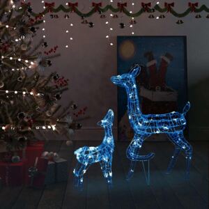 VidaXL Akrilna obitelj sobova božićni ukras 160 LED plava