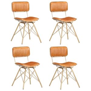 VidaXL Blagovaonske stolice od prave kozje kože 4 kom mjedeno-smeđe