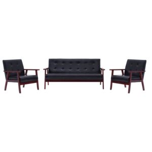 VidaXL 3-dijelni set sofa od umjetne kože crni