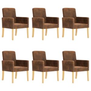 VidaXL Blagovaonske stolice od umjetne brušene kože 6 kom smeđe