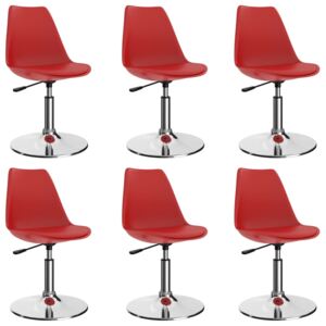 VidaXL Okretne blagovaonske stolice od umjetne kože 6 kom crvene