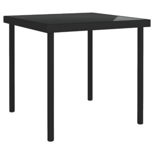 VidaXL Vrtni blagovaonski stol crni 80 x 80 x 72 cm staklo i čelik
