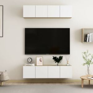 VidaXL TV ormarići 4 kom bijeli i boja hrasta 60x30x30 cm od iverice