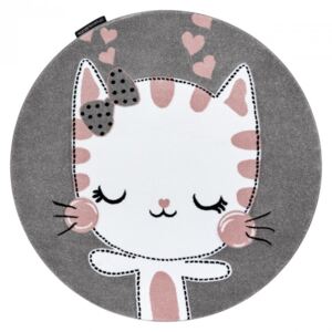 Okrugli tepih PETIT - Mačka - siva Round rug Kitten - grey promjer 140 cm