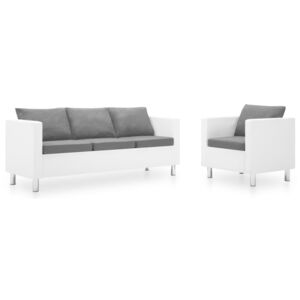 VidaXL 2-dijelni set sofa od umjetne kože bijeli i svjetlosivi