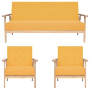VidaXL 3-dijelni set sofa od tkanine žuti