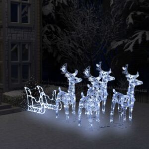 VidaXL Ukrasni božićni sobovi i sanjke s 400 LED žarulja akrilni