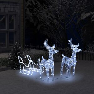 VidaXL Ukrasni božićni sobovi i sanjke 240 LED žarulja 130 cm akrilni
