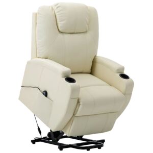 VidaXL Fotelja na podizanje od umjetne kože krem-bijela