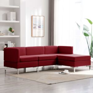 VidaXL 4-dijelni set sofa od tkanine crvena boja vina
