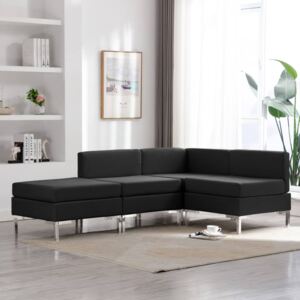 VidaXL 4-dijelni set sofa od tkanine crni