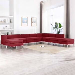 VidaXL 9-dijelni set sofa od tkanine crvena boja vina