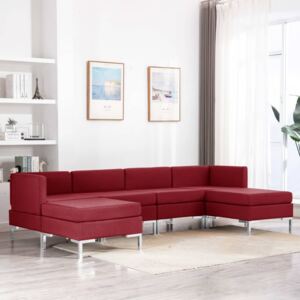 VidaXL 6-dijelni set sofa od tkanine crvena boja vina