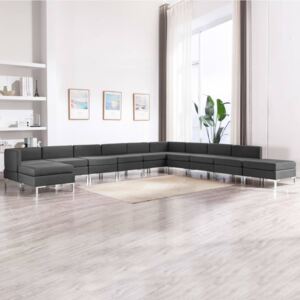 VidaXL 11-dijelni set sofa od tkanine tamnosivi